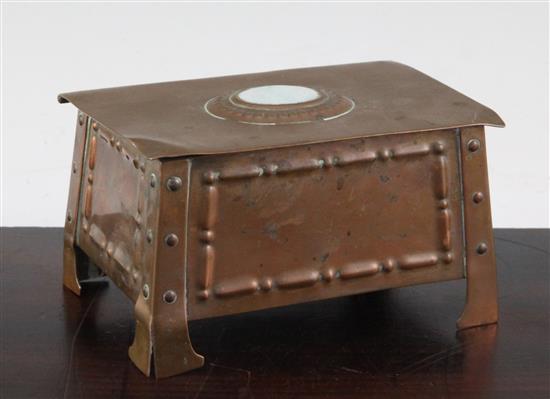 An Arts & Crafts copper table casket, 5.5in.